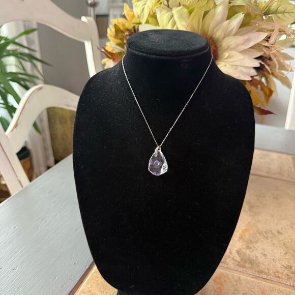 Swarovski Crystal Teardrop Pendant Silver Necklace - Picture 1 of 10